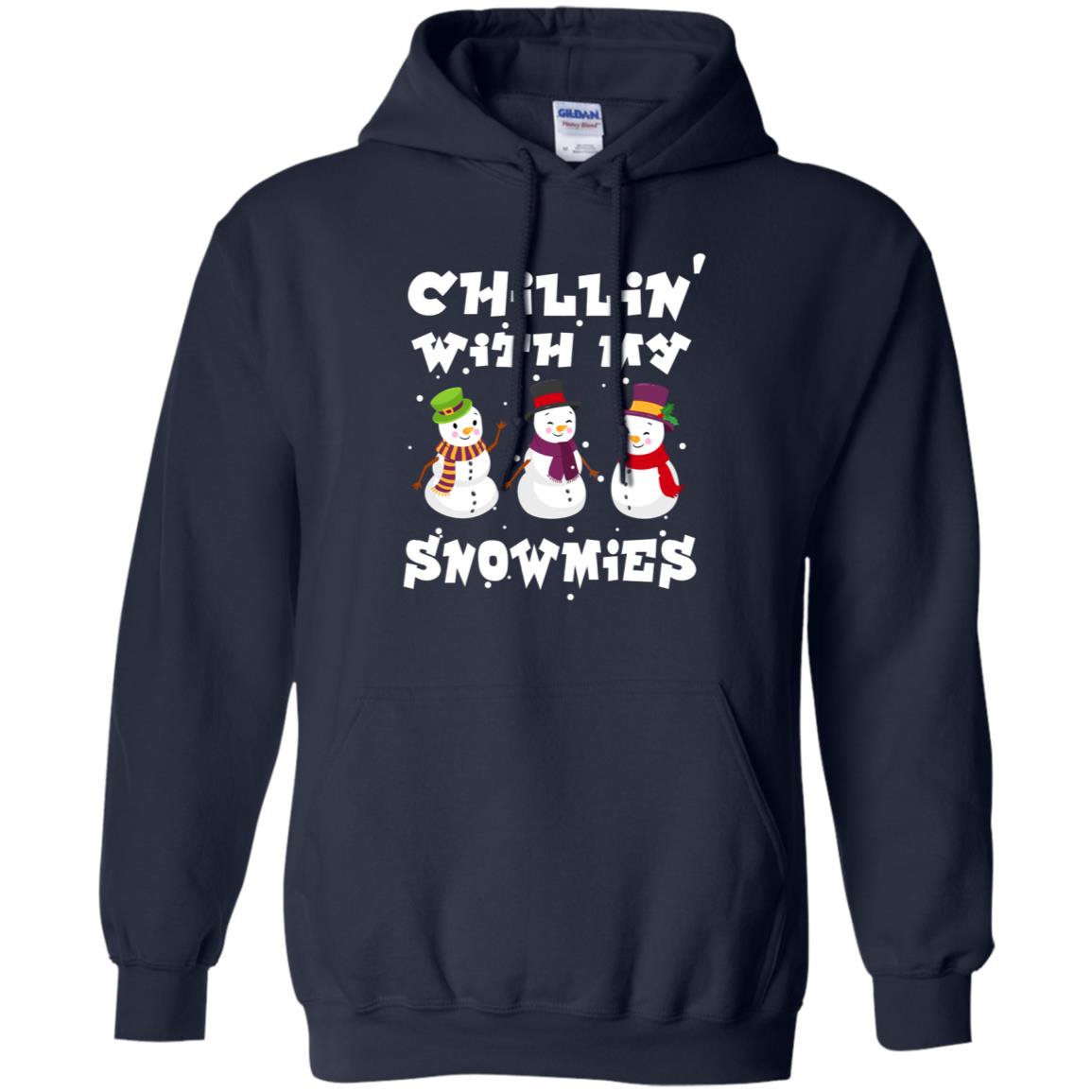 Chillin' With My Snowmie Snowman X-mas Gift Shirt For Mens Womens Kids Navy