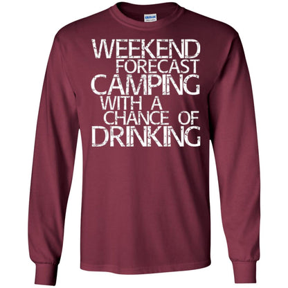 Wine Lovers T-shirt Weekend Forecast Camping Maroon