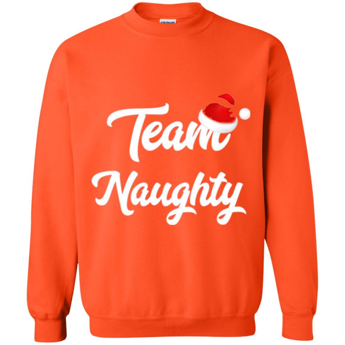 Christmas T-shirt Team Naughty Nice Santa Hat T-shirt Orange