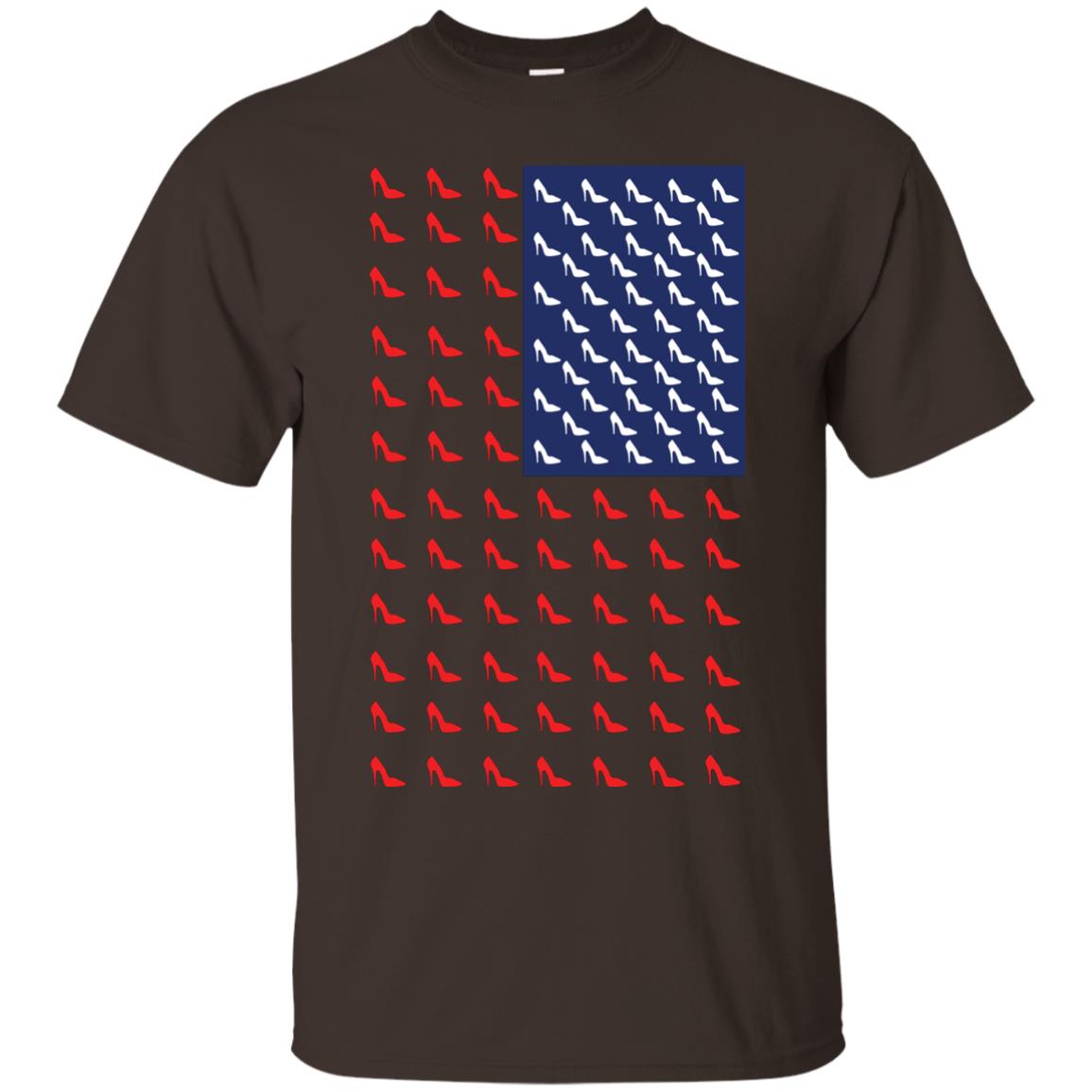 High Heels In Flag Of America T-shirt For Women Dark Chocolate