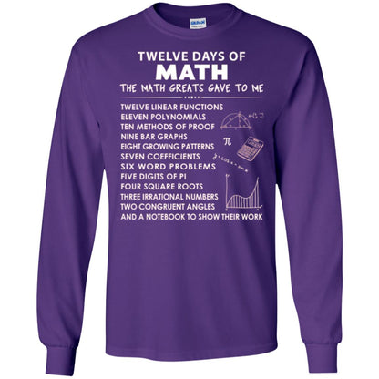 Math T-shirt Twelve Days Of Math Purple