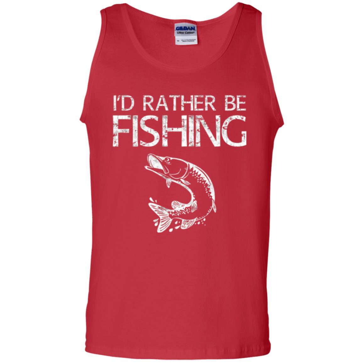 Fisherman T-shirt I'd Rather Be Fishing Red