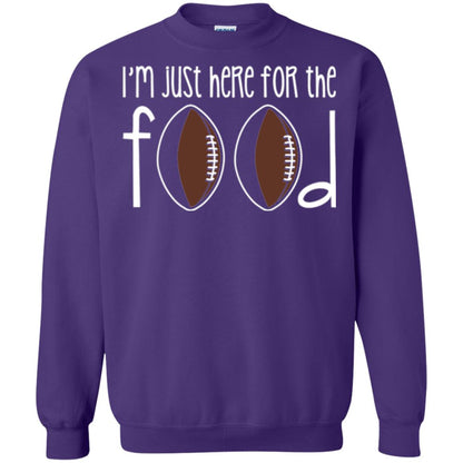 Football Lover T-shirt I_m Just Here For The Food Purple
