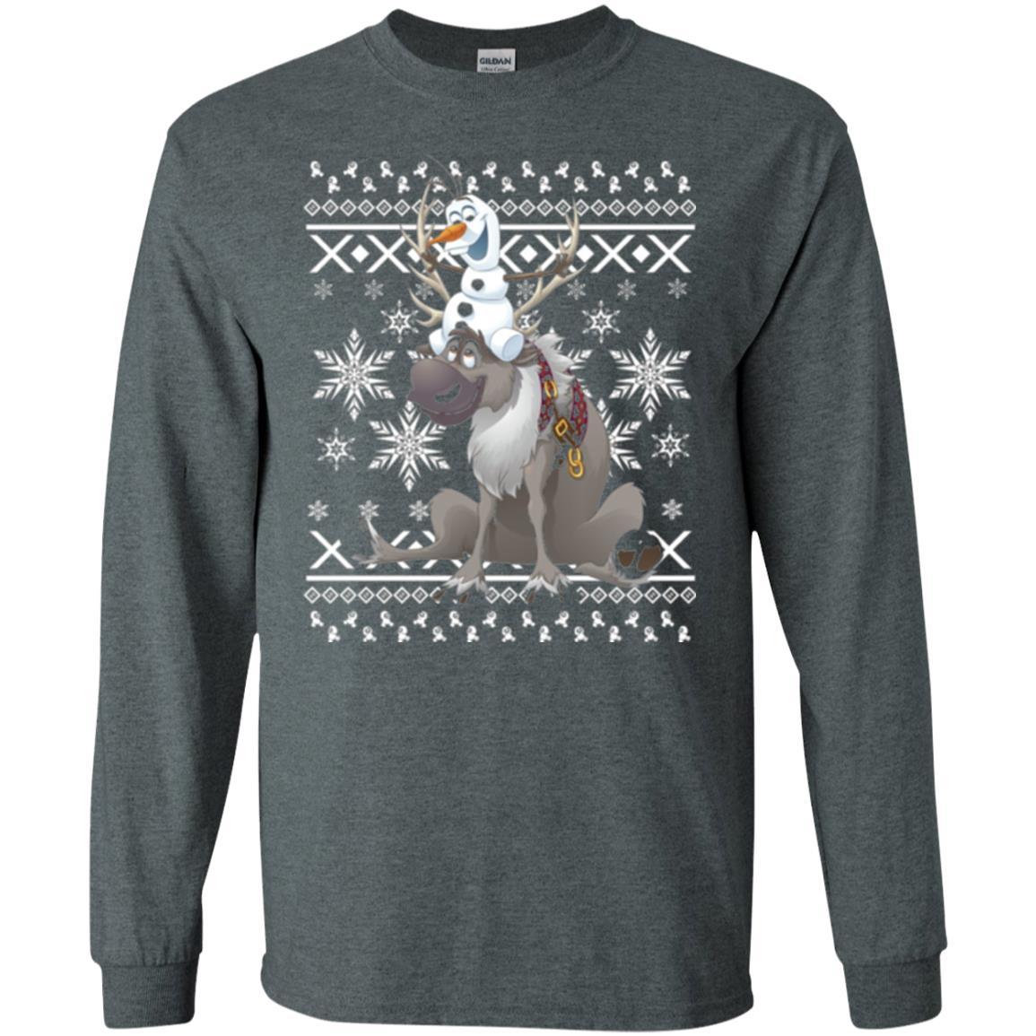 Film T-shirt Frozen Olaf Sven Riding Antler Dark Heather