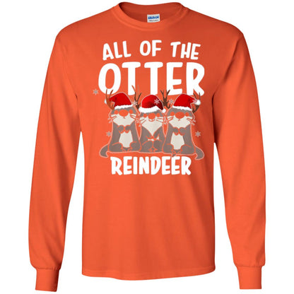 Christmas T-shirt All Of The Otter Reindeer Orange