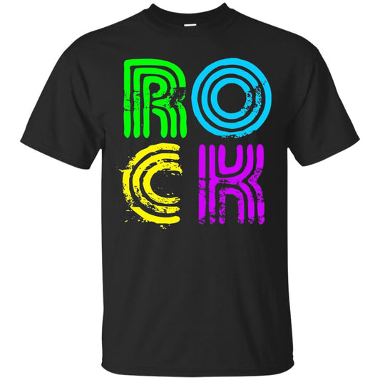 Bright Neon Colours Rock 80_s Retro Theme T-shirt Black