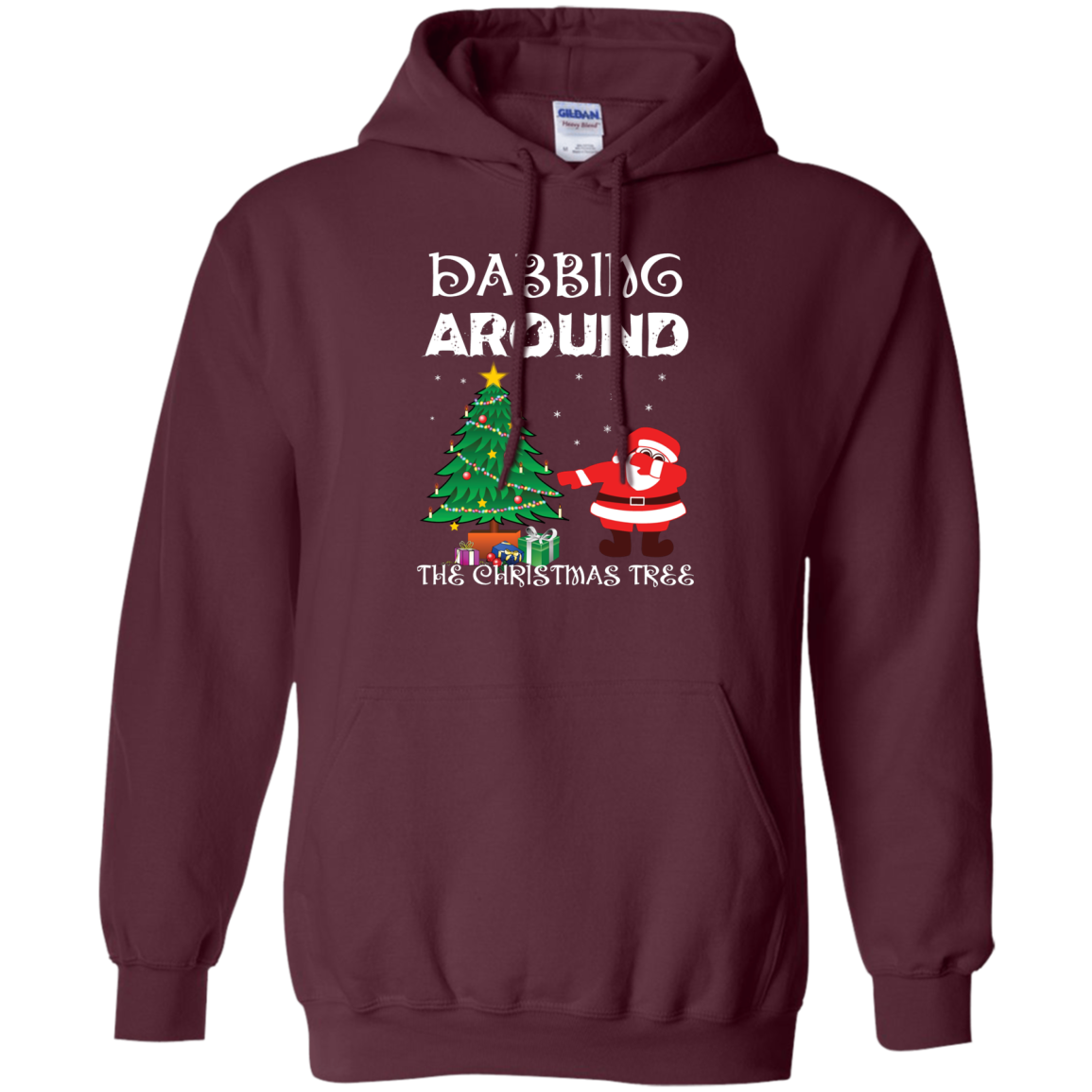 Christmas T-Shirt Dabbing Around The Christmas Tree Maroon