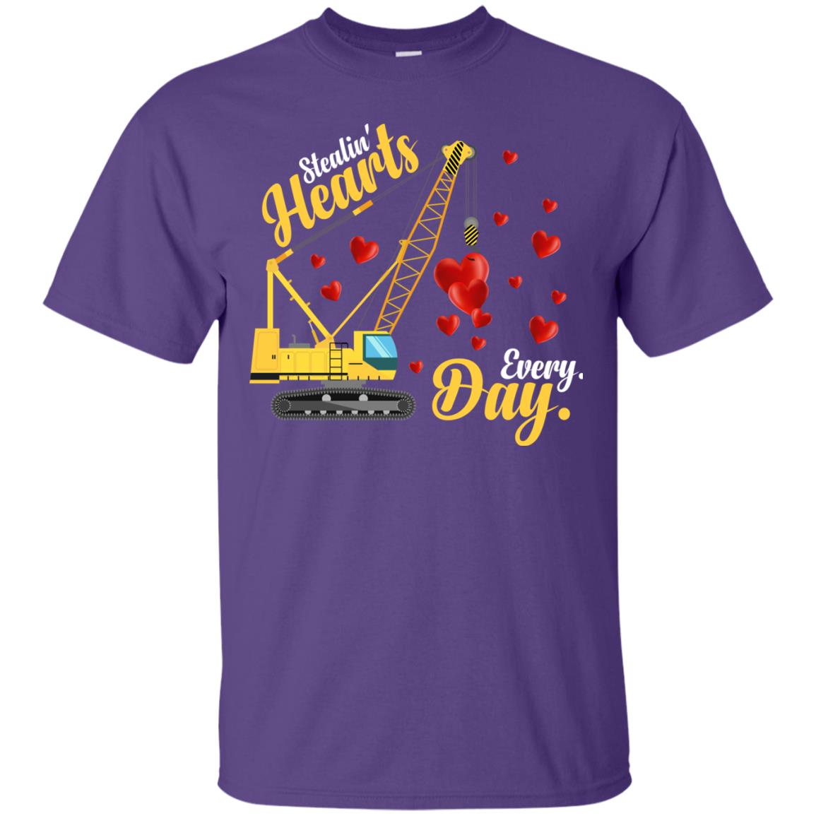 Valentines Day T-shirt Stealin' Hearts Every Day With Crane Purple