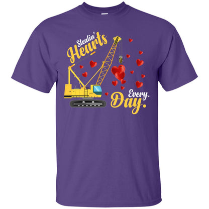 Valentines Day T-shirt Stealin' Hearts Every Day With Crane Purple