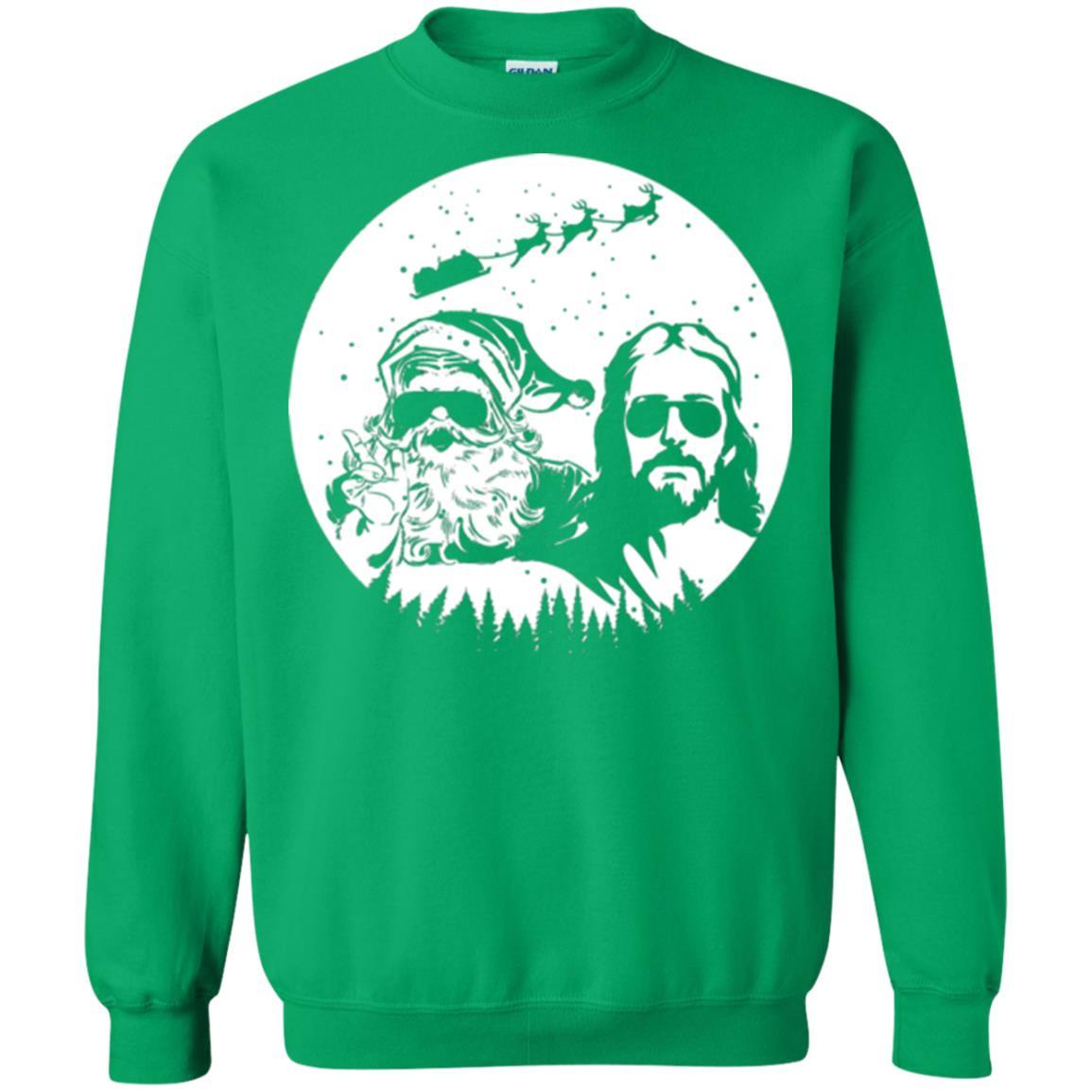 Christmas T-shirt Jesus And Santa Claus Irish Green