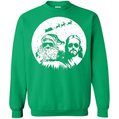 Christmas T-shirt Jesus And Santa Claus Irish Green