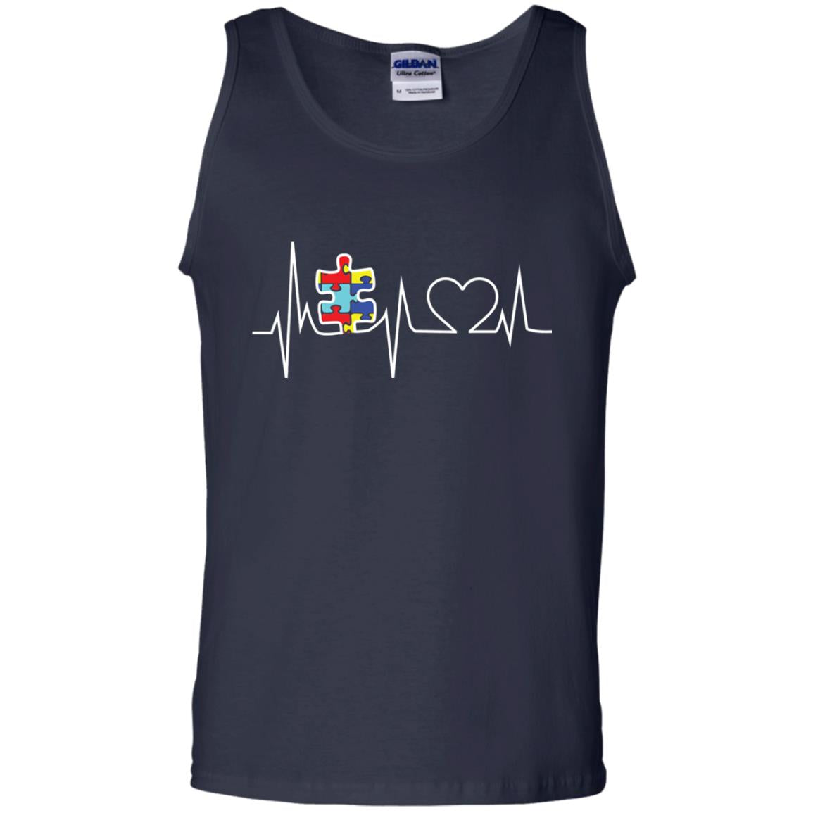 Autism Puzzle Heartbeat Autism Awareness Shirt Navy