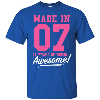 Made In 07 11 Years Of Being Awesome 11th Birthday T-shirt Royal