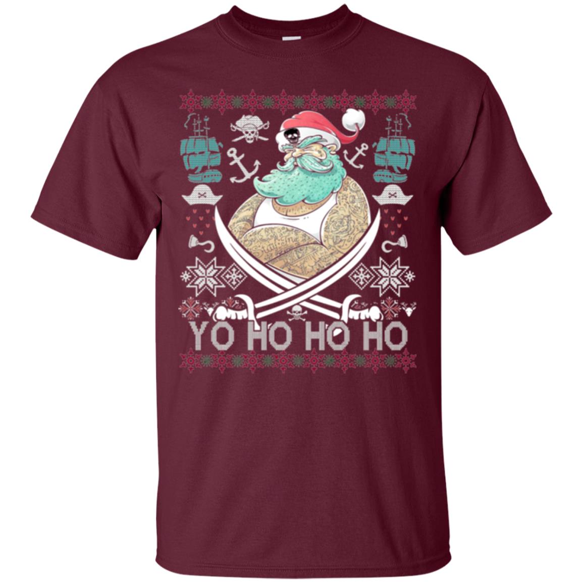Christmas T-shirt Santa Pirate Maroon