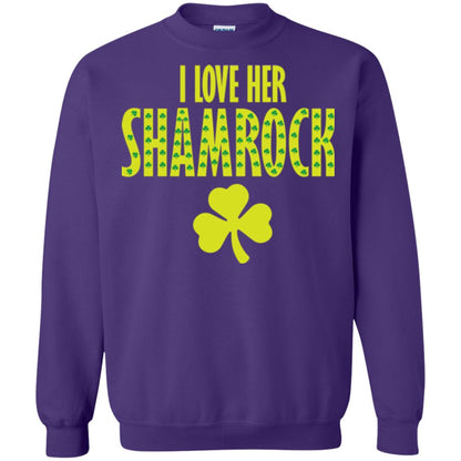 St. Patrick's Day T-shirt I Love Her Shamrock Purple