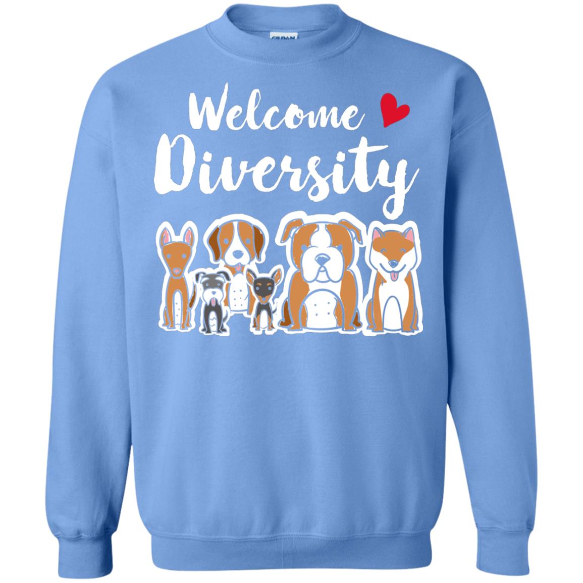 Dog Lover T-shirt Welcome Diversity Carolina Blue
