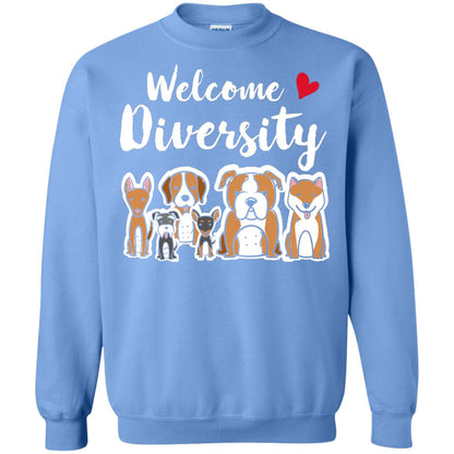 Dog Lover T-shirt Welcome Diversity Carolina Blue