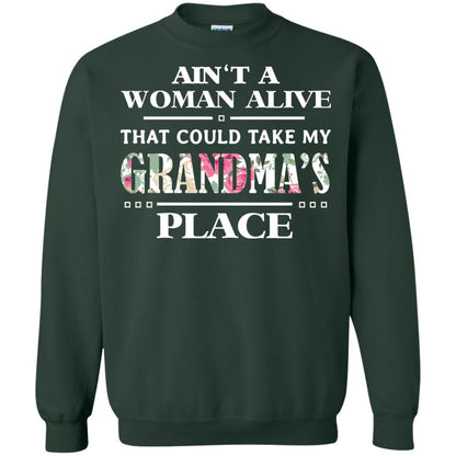 Ain't A Woman Alive That Could Take My Grandma's Place Grandchild Shirt Forest Green