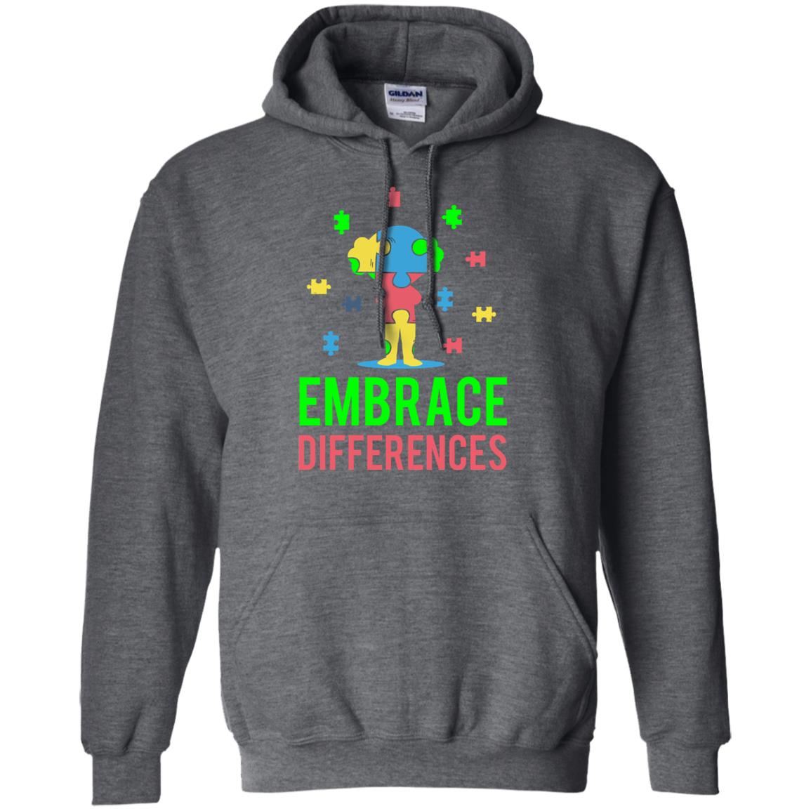 Autism Awareness T-shirt Embrace Differences Dark Heather