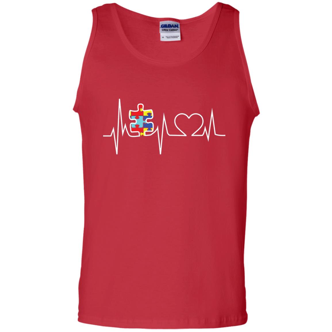 Autism Puzzle Heartbeat Autism Awareness Shirt Red