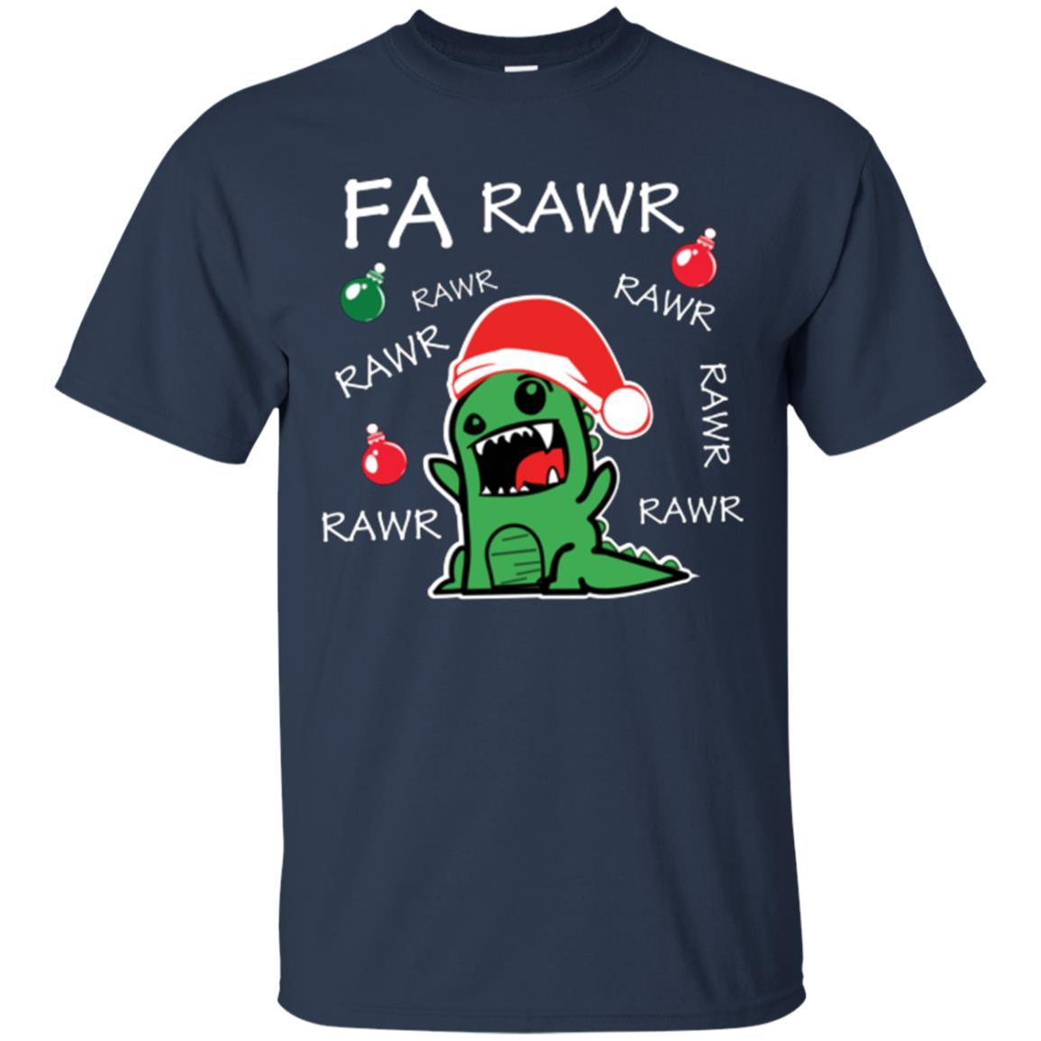 Christmas T-shirt Dinosaur Fa Rawr Navy