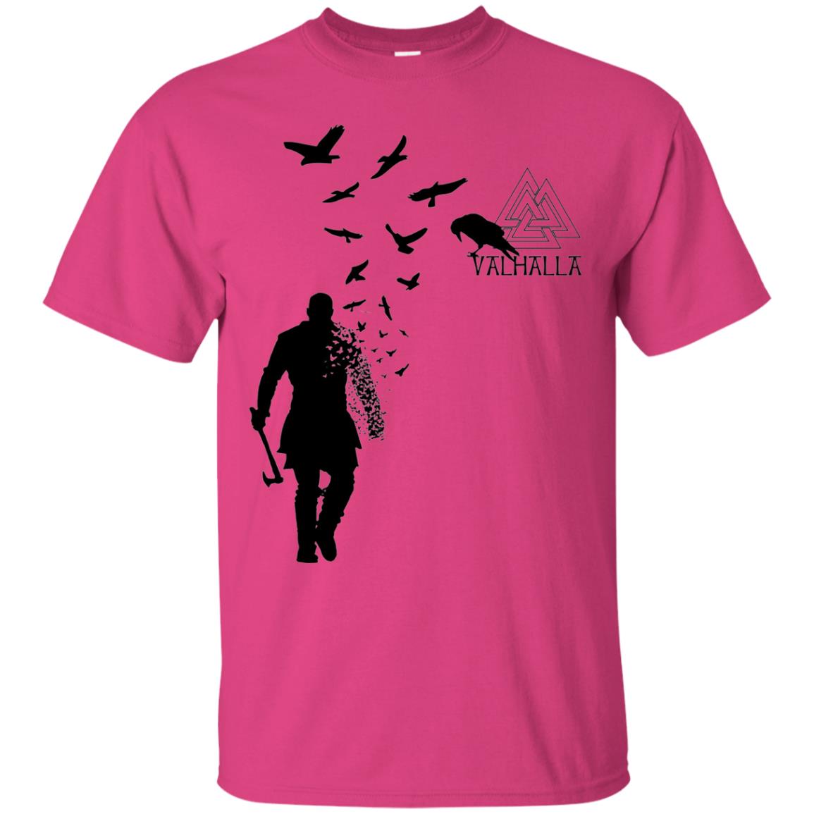 Vikings Axe Ragnar Lothbrok Flock Of Ravens Valhalla Symbol T-shirt Heliconia