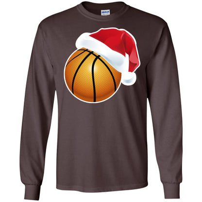 Basketball With Santa Claus Hat X-mas Shirt For Basketball Lovers Dark Chocolate
