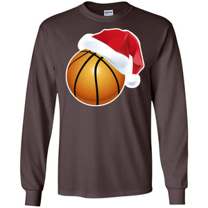 Basketball With Santa Claus Hat X-mas Shirt For Basketball LoversG240 Gildan LS Ultra Cotton T-Shirt