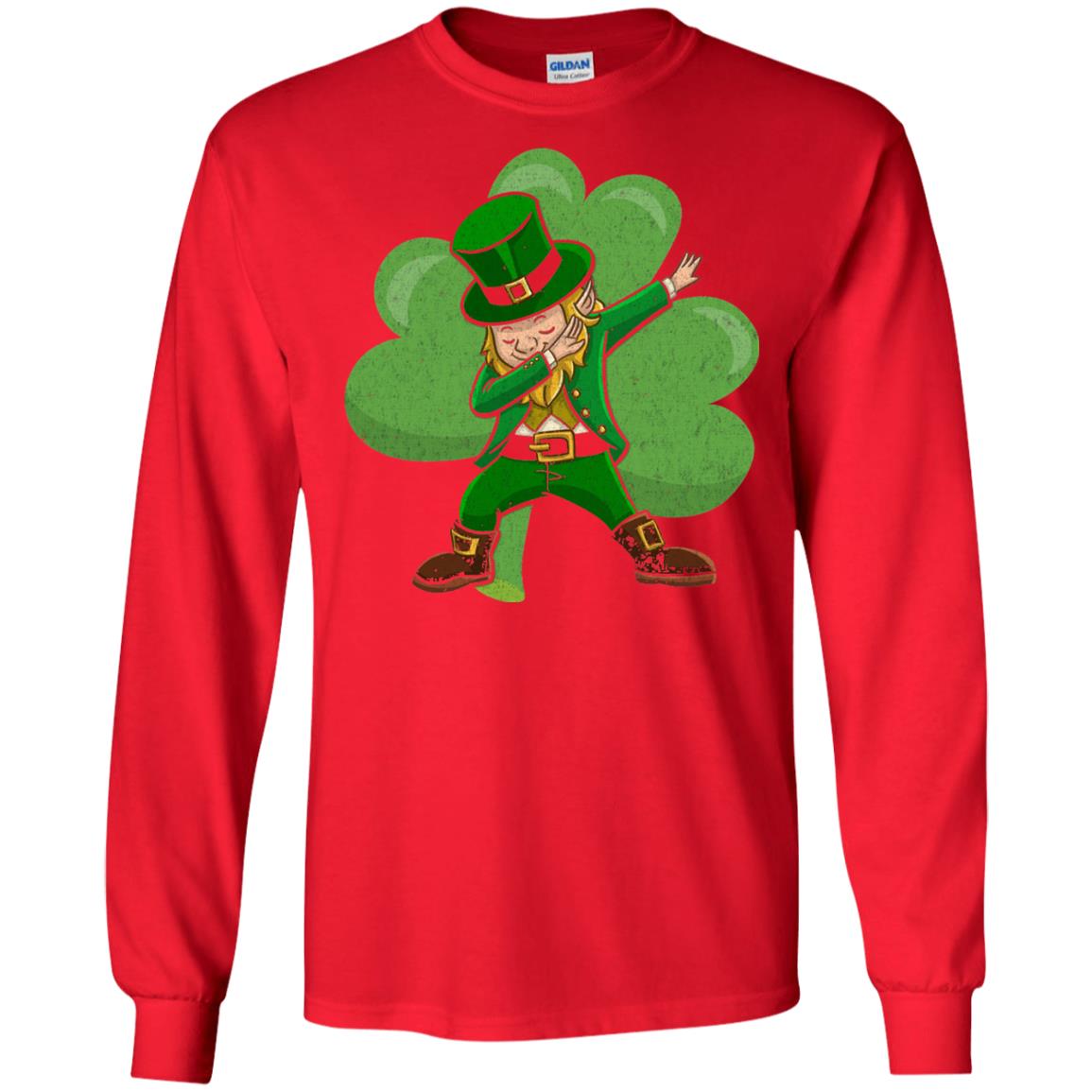 Funny Dabbing Leprechaun Shirt St Patricks Day T-shirt Red