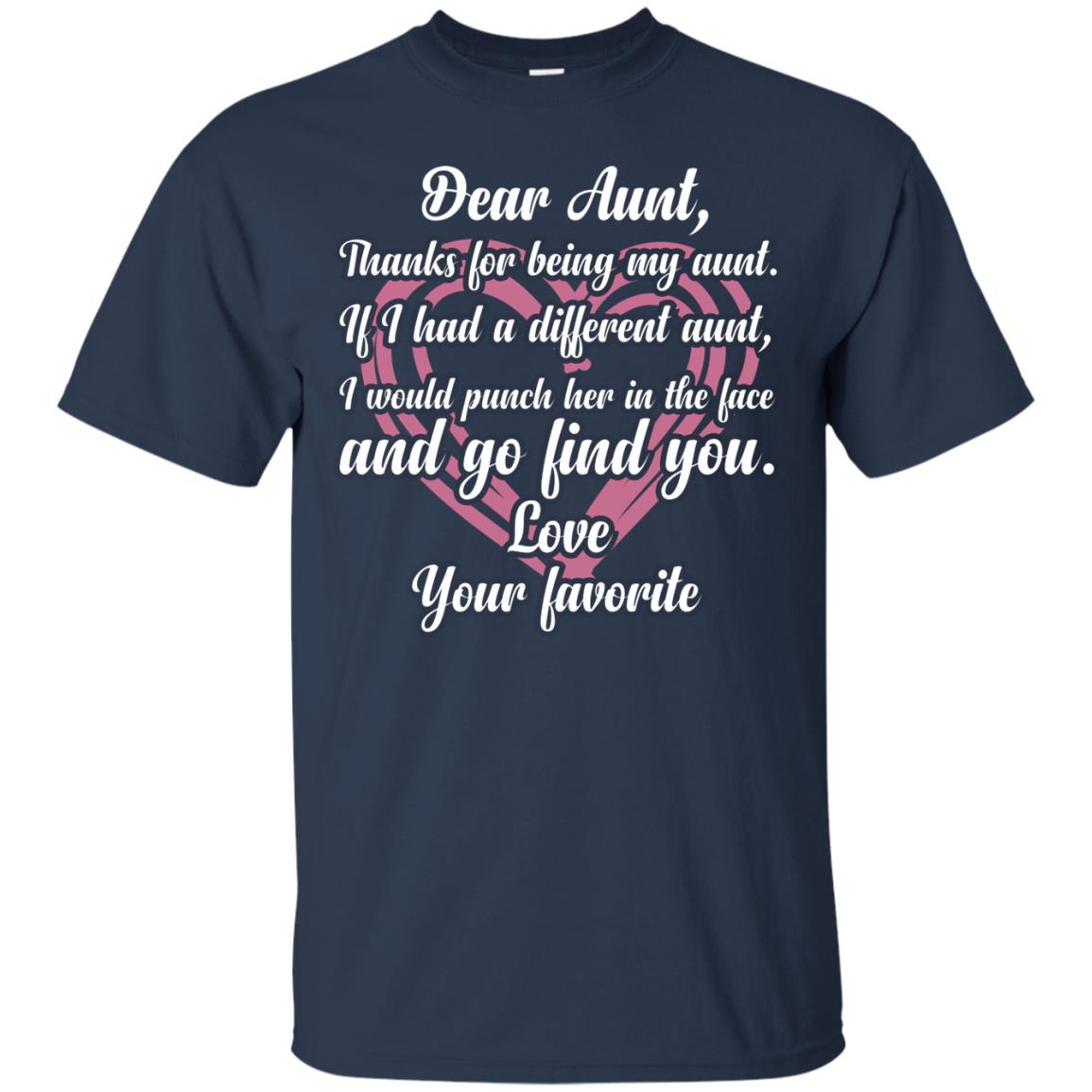 Dear Aunt Thank For Being My Aunt Family T-shirt Navy