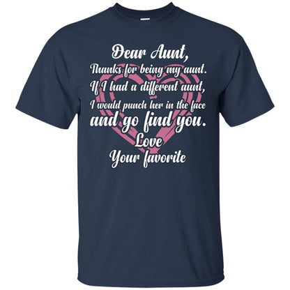 Dear Aunt Thank For Being My Aunt Family T-shirt Navy
