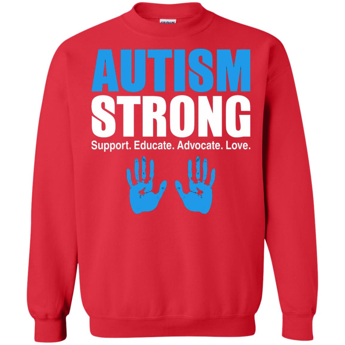 Autism Strong Support Educate Advocate Love T-shirt Red