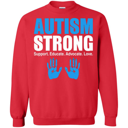 Autism Strong Support Educate Advocate Love T-shirt Red