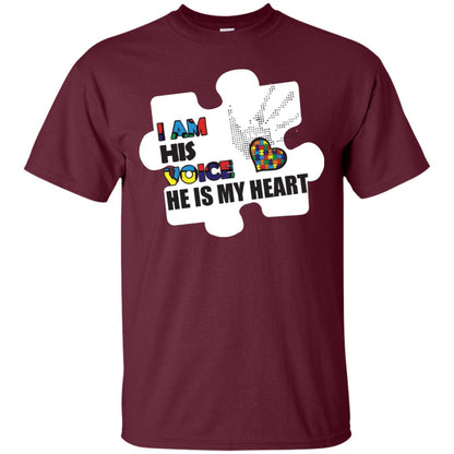 I Am His Voice He Is My Heart Autism Awareness Gift Shirt Maroon