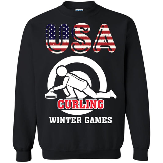Usa Curling Winter Games Curling Lover T-shirt Black
