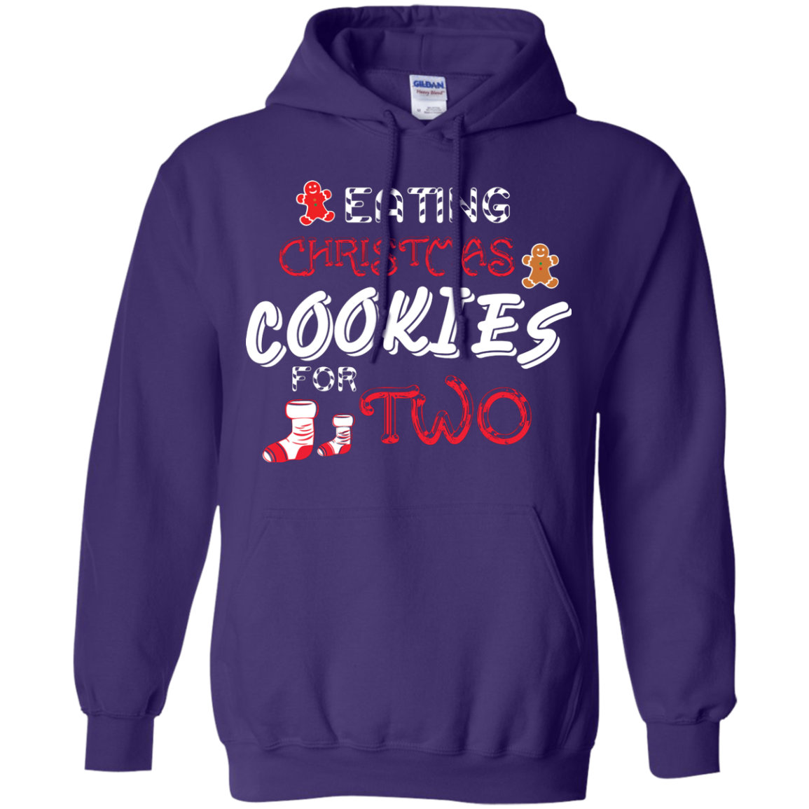 Christmas T-shirt Eating Christmas Cookies For Two Purple