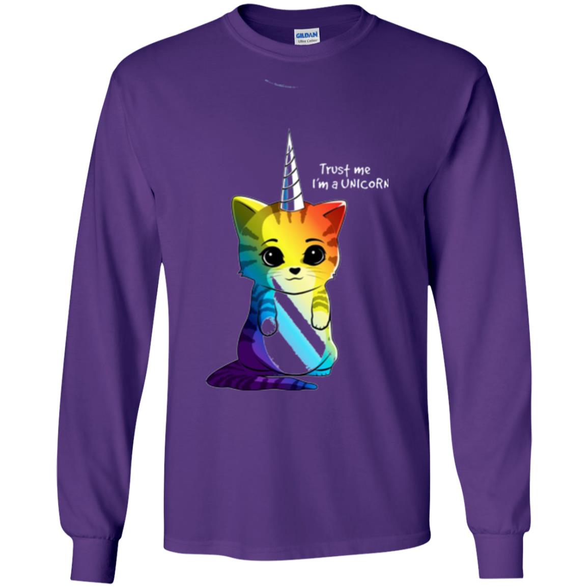 Cat Lovers T-shirt Caticorn Rainbow Trust Me I_m A Unicorn Purple