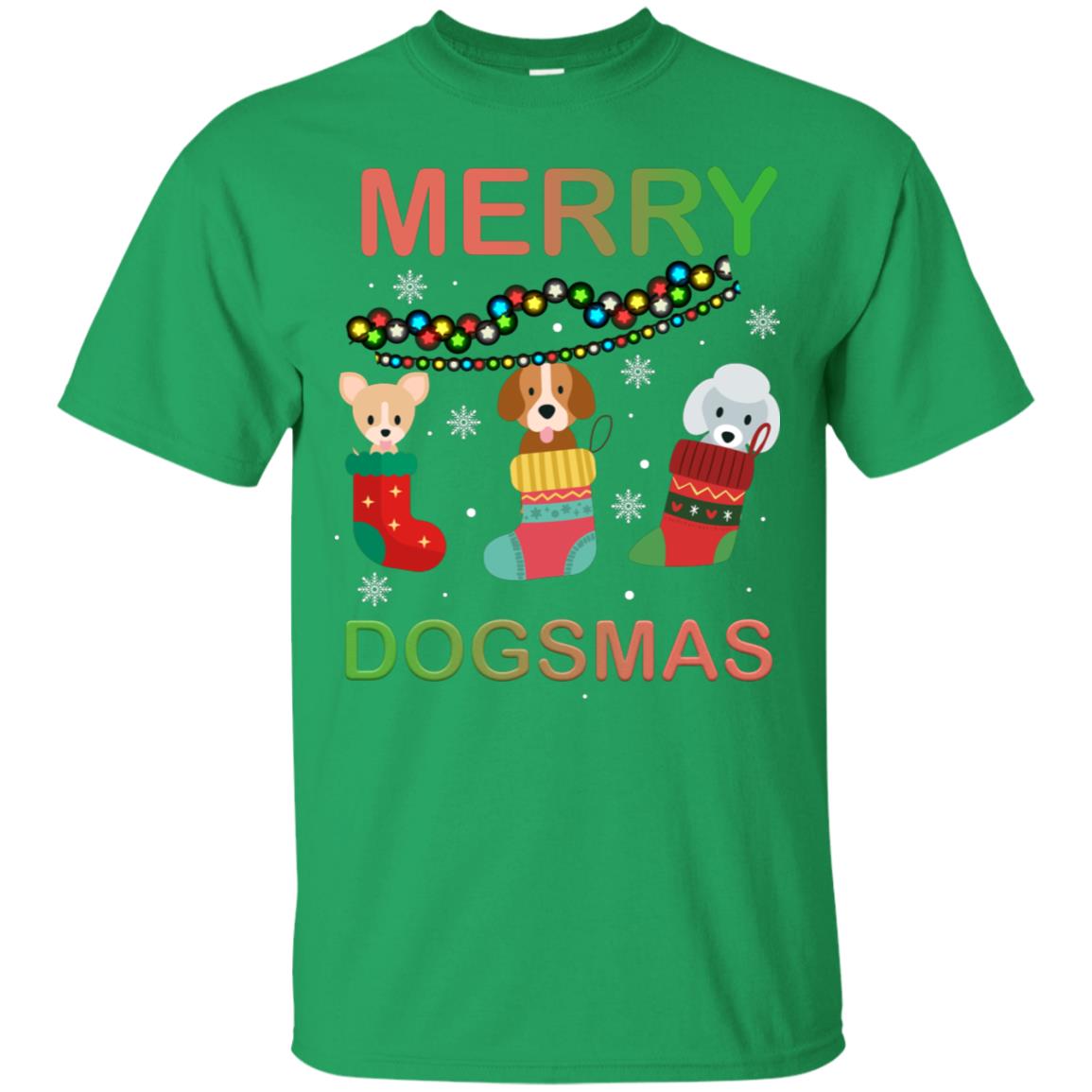 Merry Dogsmas X-mas Gift Shirt For Dogs Lovers Irish Green