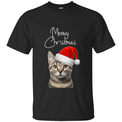 Cat Lovers T-shirt Merry Christmas Black