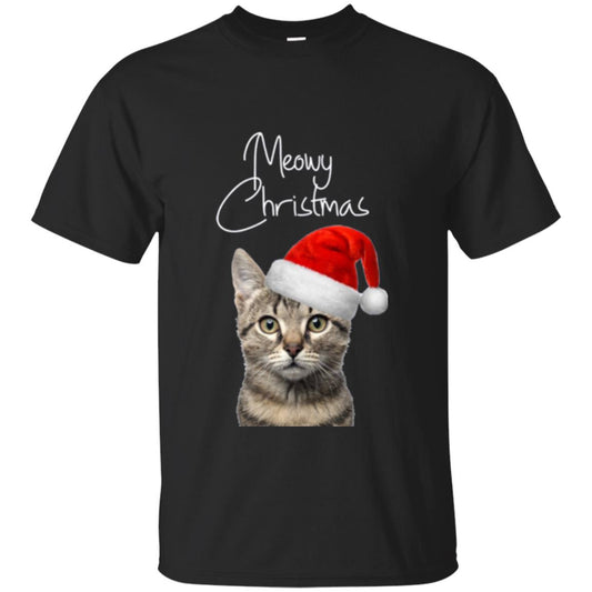 Cat Lovers T-shirt Merry Christmas Black