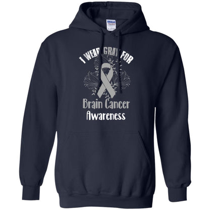 I Wear Gray For Brain Cancer Awareness T-shirt Navy