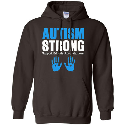 Autism Strong Support Educate Advocate Love T-shirt Dark Chocolate