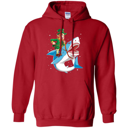 Leprechaun Riding Shark St Patricks Day T-shirt Red