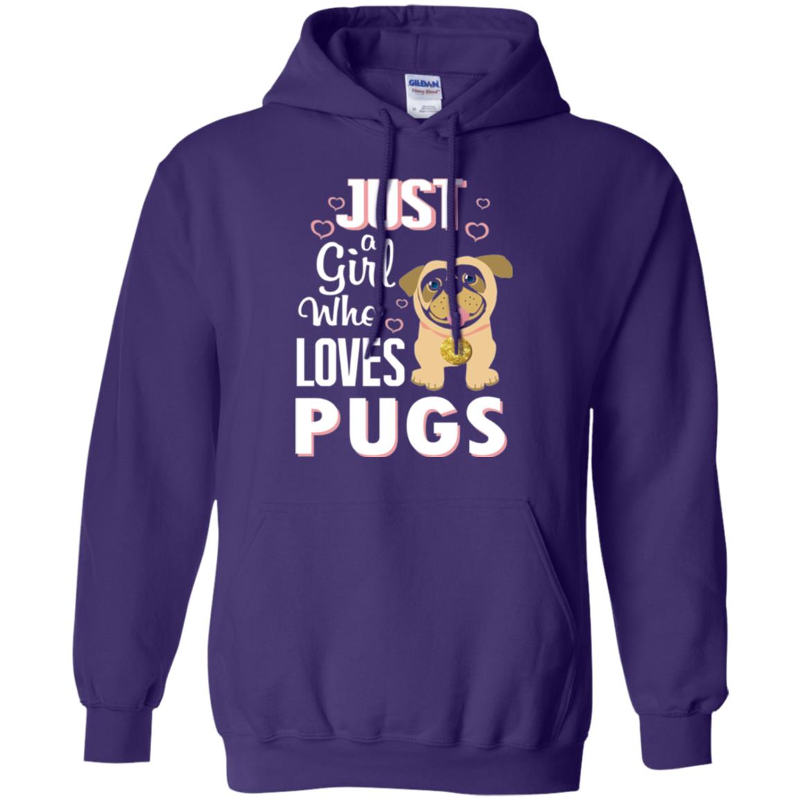Dog Lovers T-shirt Just A Girl Who Loves Pugs Purple