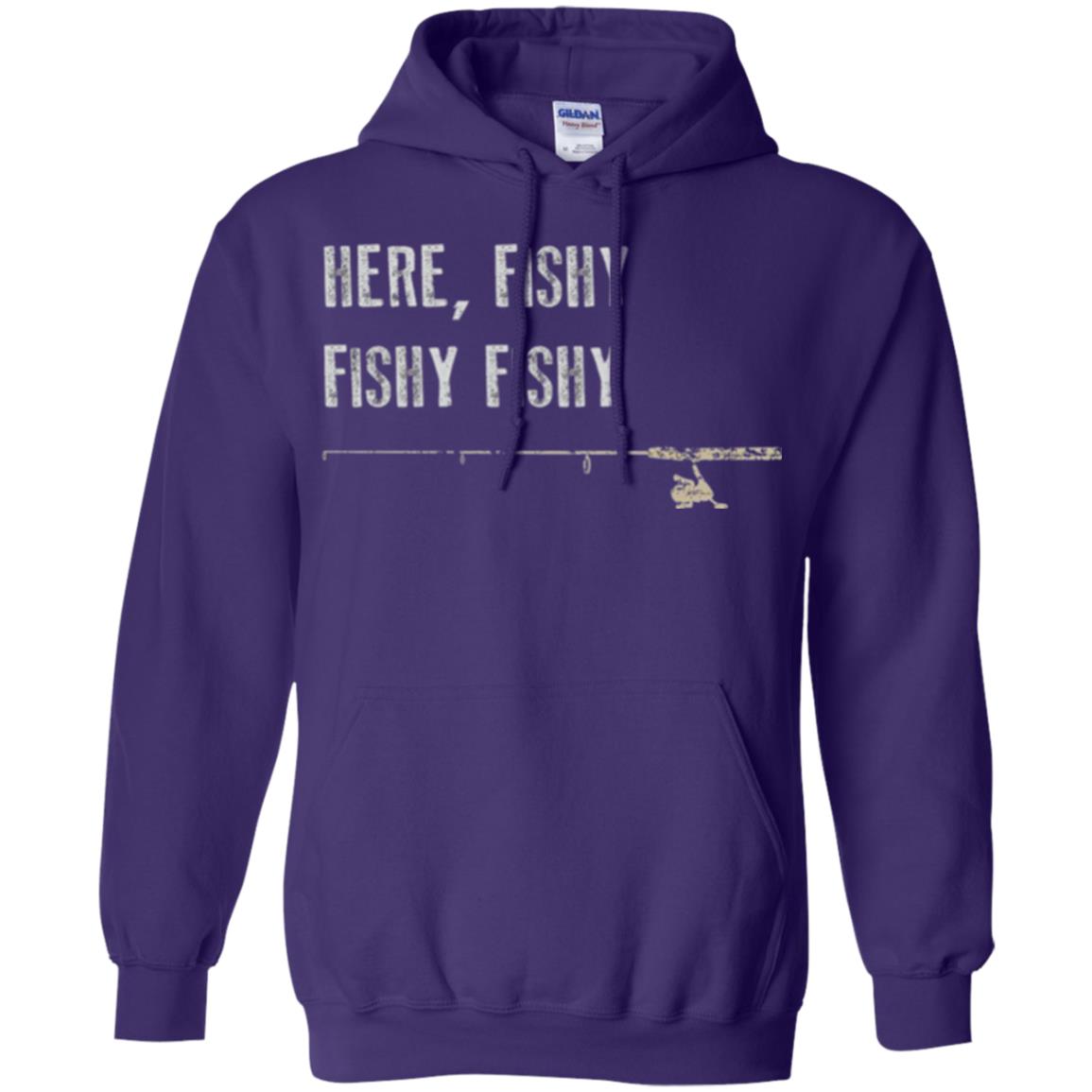 Fishing Lover T-shirt Here Fishy Fishy Purple