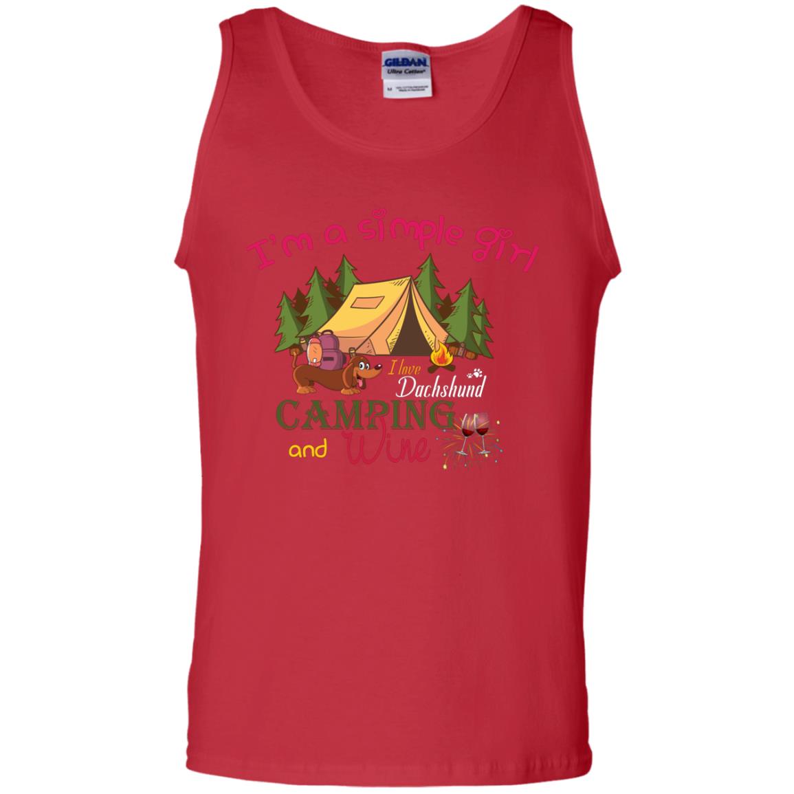 I’m A Simple Girl I Love Dachshund Camping And Wine Shirt Red