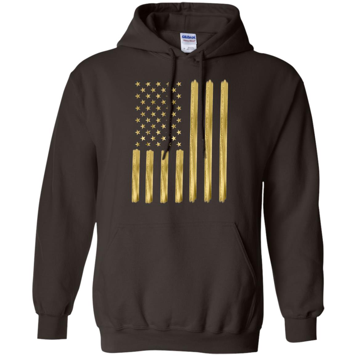 Faux Gold Paint American Flag T-shirt Dark Chocolate