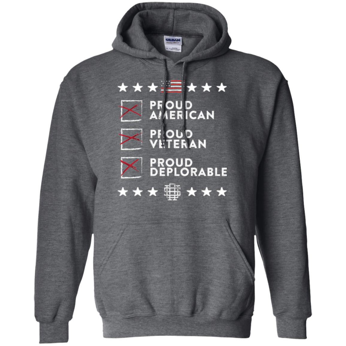 American T-shirt Proud American, Proud Veteran, Proud Deplorable Dark Heather