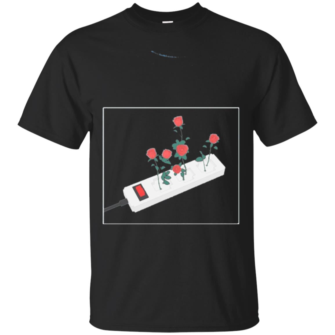Flower Power Cute Art Aesthetic Vaporwave Digital Rose T-shirt Black