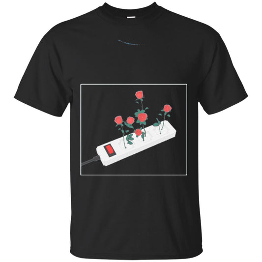 Flower Power Cute Art Aesthetic Vaporwave Digital Rose T-shirt Black